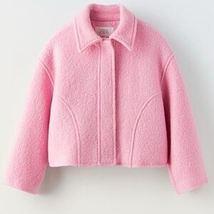 Like-New Zara Light Pink Bouclé Cropped Girls Jacket 8-9